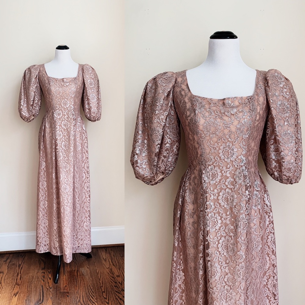 Vintage Richilene New York Lace Puff Sleeve Dress